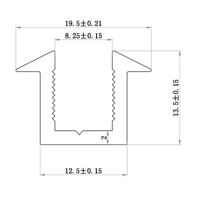 Abacus Glass Recessed Channel Pack Black 8mm technical drawing - Image 2