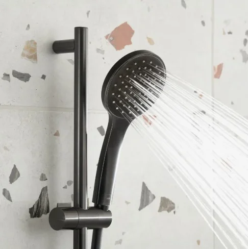 Vado Individual Single Function Slide Rail Shower Kit With Atmsphere Single Function Air-injection Handset Brushed Black detail view - Image 3