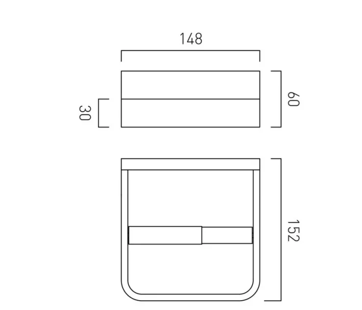 Vado Omika Paper Holder Chrome technical drawing - Image 2