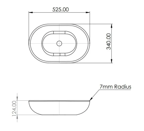 Bc Designs Crea Basin 575 X 145 Powder Blue detail view - Image 2