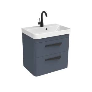 Saneux Hyde 55cm 2 Drawer Wall Mounted Unit - Matte Fiord
