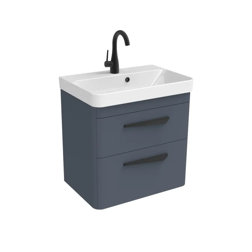 Saneux Hyde 55cm 2 Drawer Wall Mounted Unit - Matte Fiord product image - Image 1