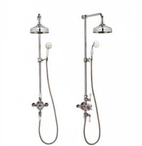 Crosswater Belgravia Traditional Thermostatic Shower Set with Shower Head, Rigid Riser, 8" Fixed Head and Shower Rail Kit Chrome