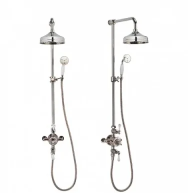 Crosswater Belgravia Traditional Thermostatic Shower Set with Shower Head, Rigid Riser, 8" Fixed Head and Shower Rail Kit Chrome