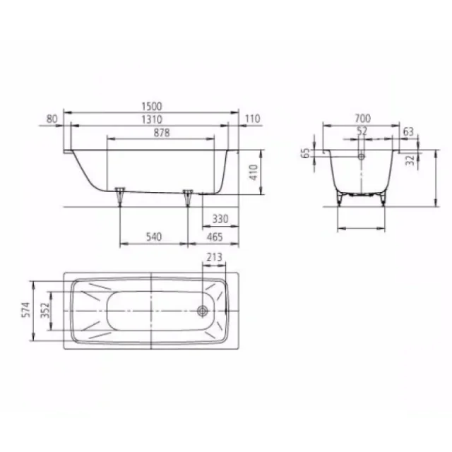 Kaldewei Cayono 747 1500x700 Nth Bath technical drawing - Image 5