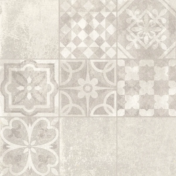 European Tiles Cemento White DECORE' 60 X 60 Rectified Matte Tile