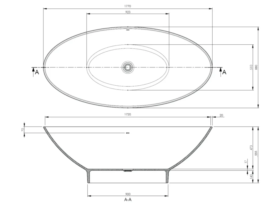 Bc Designs Tasse Bath 1770 X 880 (no Waste) Satin Rose detail view - Image 2