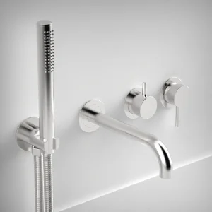 Ava Trend Thermostatic 4 Hole Wall Mounted Bath Shower Mixer - Polished Stainless Steel