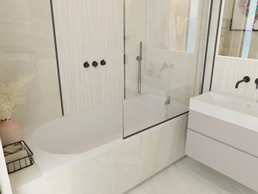 Ava Trend 2 Way 3 Handle Thermostatic Valve W/ Flanges - Brushed Black detail view - Image 5