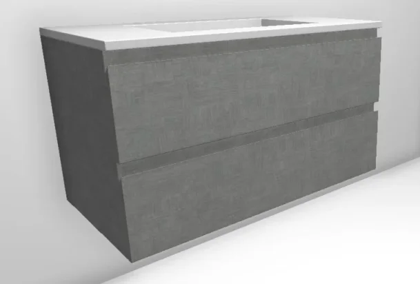 Faeber Mode 900mm 2 Drawer Basin Vanity Unit Light Grey Plaster product image - Image 1