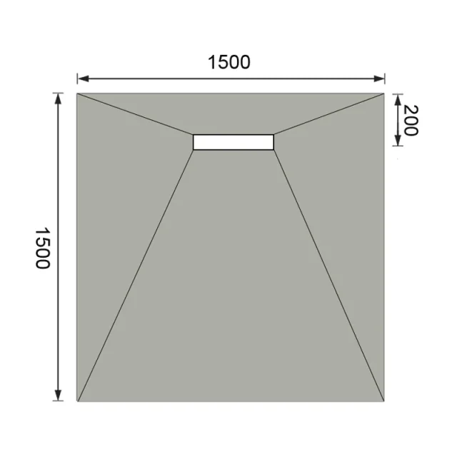 Abacus Elements Linear 300 Shower Tray 15x15 End technical drawing - Image 2