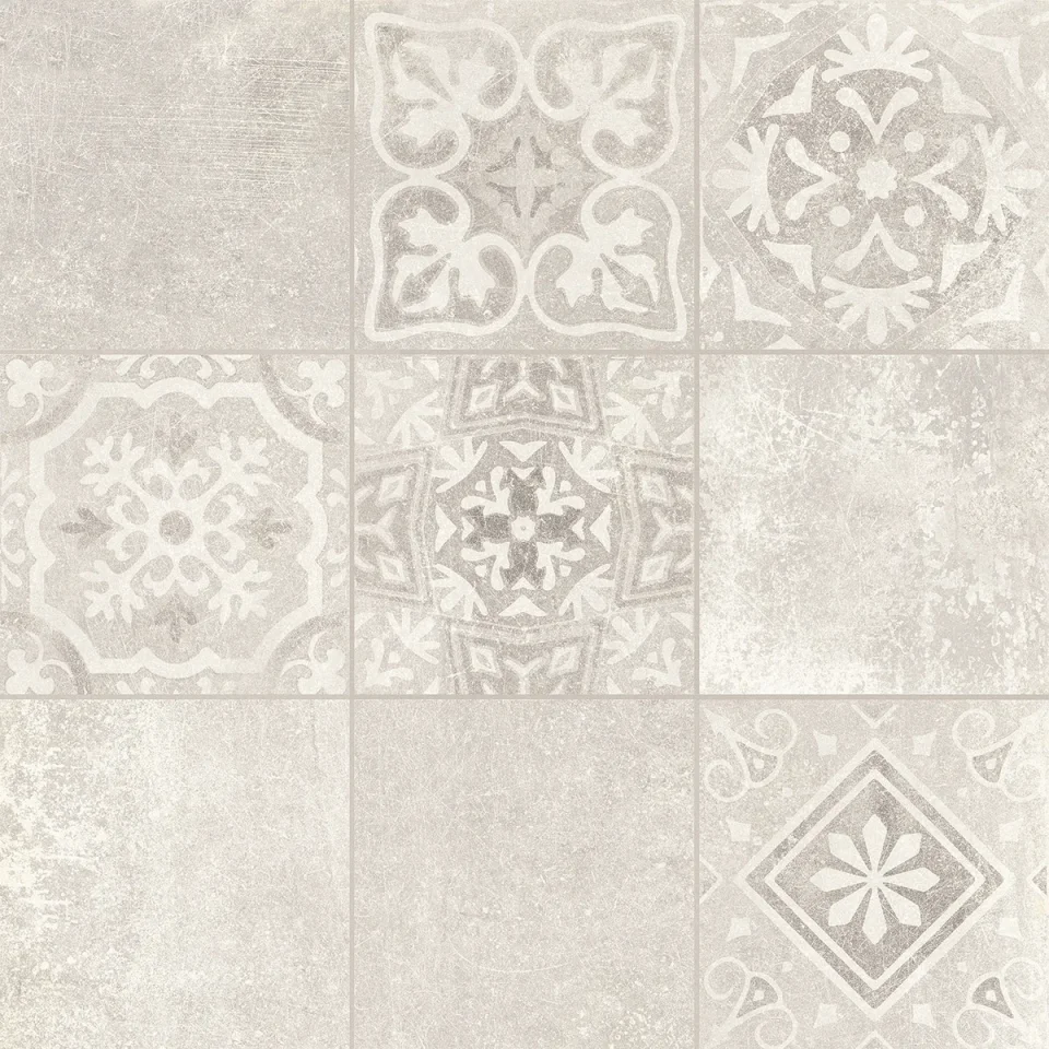 European Tiles Cemento White DECORE' 60 X 60 Rectified Matte Tile detail view - Image 10