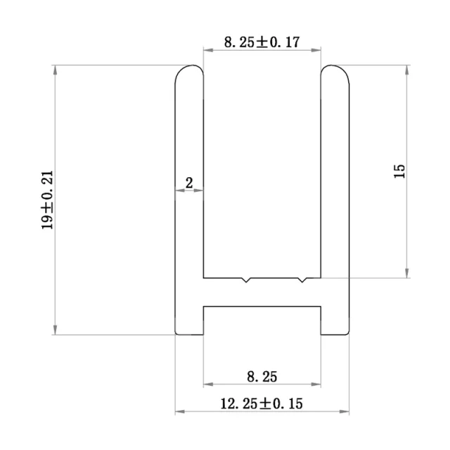 Abacus Glass Surface Channel Pack Chrome 8mm technical drawing - Image 2