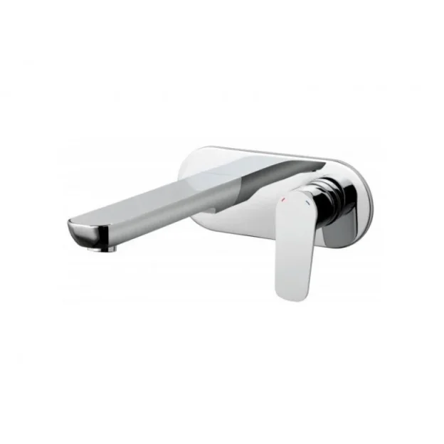 Vado Photon 2 Hole Basin Mixer Single Lever Wall Mounted With Oval Back Plate And Honeycomb Flow Regulator Chrome product image - Image 1