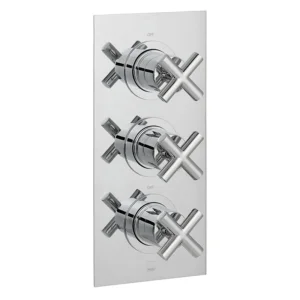 Vado Dx Elements 2 Outlet 3 Handle Concealed Thermostatic Valve Rectaungular Packplate Chrome
