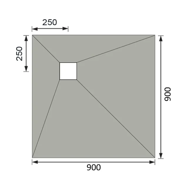 Abacus Elements Shower Tray 9x9 Corner technical drawing - Image 2