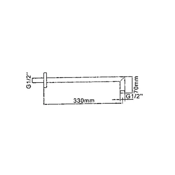 Crosswater Square Wall Mounted Shower Arm 310mm Chrome technical drawing - Image 3