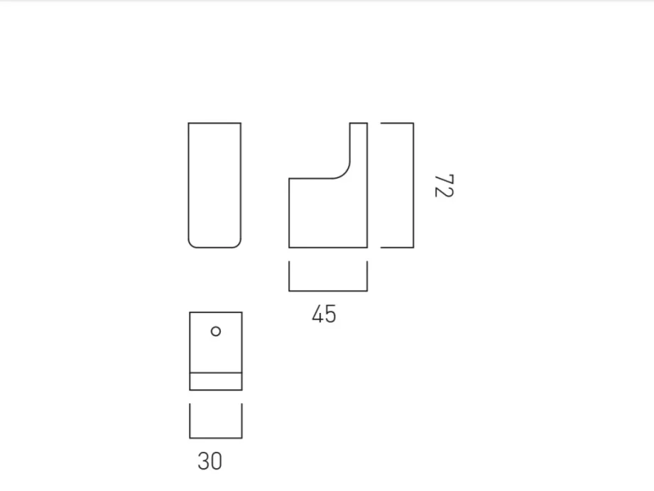 Vado Individual Shama Robe Hook Brushed Gold technical drawing - Image 2