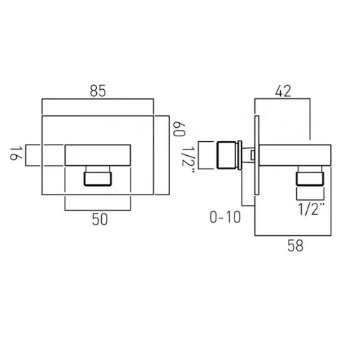 Vado Instinct Wall Outlet Chrome technical drawing - Image 3