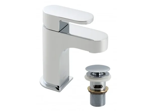 Vado Life Mini Mono Basin Mixer Single Lever Deck Mounted Smooth Bodied With Universal Waste Chrome product image - Image 1