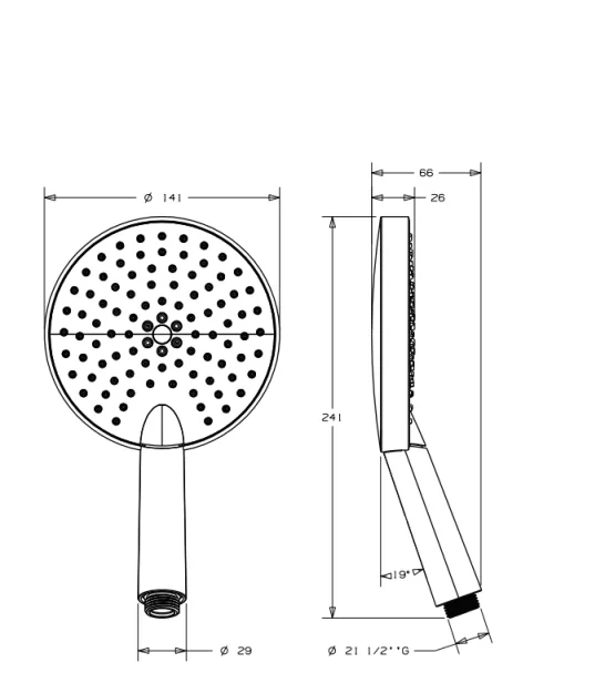 Crosswater Ethos Multifunction Push Button 140mm Chrome technical drawing - Image 3