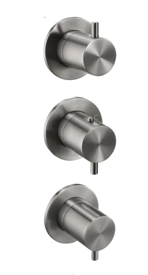 Just Taps Vos Modular 3 Handle 2 Outlet Thermostatic Shower Valve Brushed Black product image - Image 1