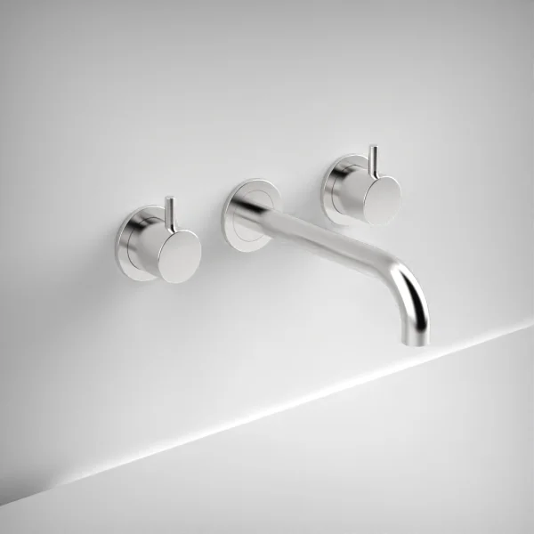 Ava Trend 3 Hole Wall Mounted Bath Mixer - Polished Stainless Steel