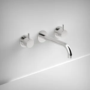 Ava Trend 3 Hole Wall Mounted Bath Mixer - Polished Stainless Steel