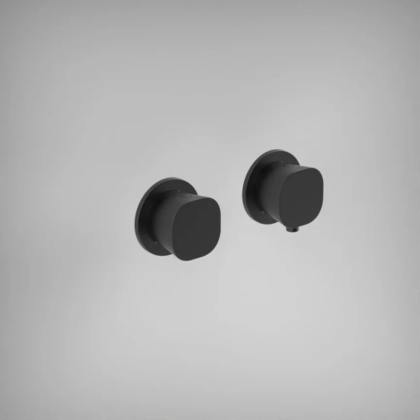 Ava Purity 1 Way 2 Handle Thermostatic Valve W/ Flanges - Brushed Black product image - Image 1