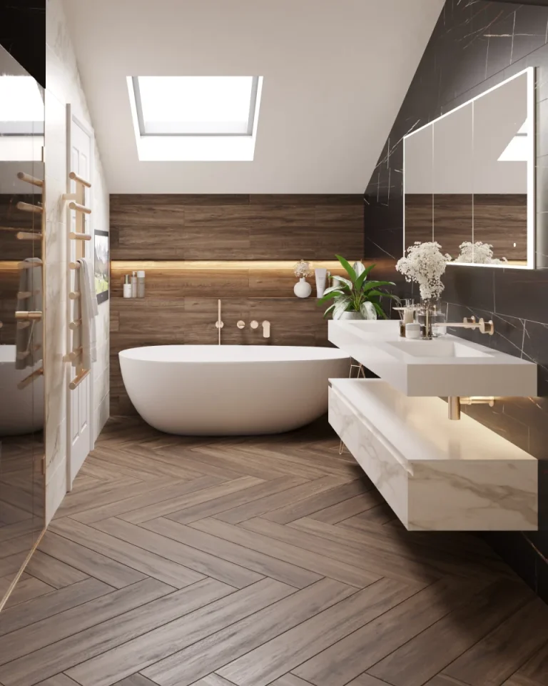 Ava Purity Thermostatic 4 Hole Wall Mounted Bath Shower Mixer - Brushed Brass detail view - Image 4