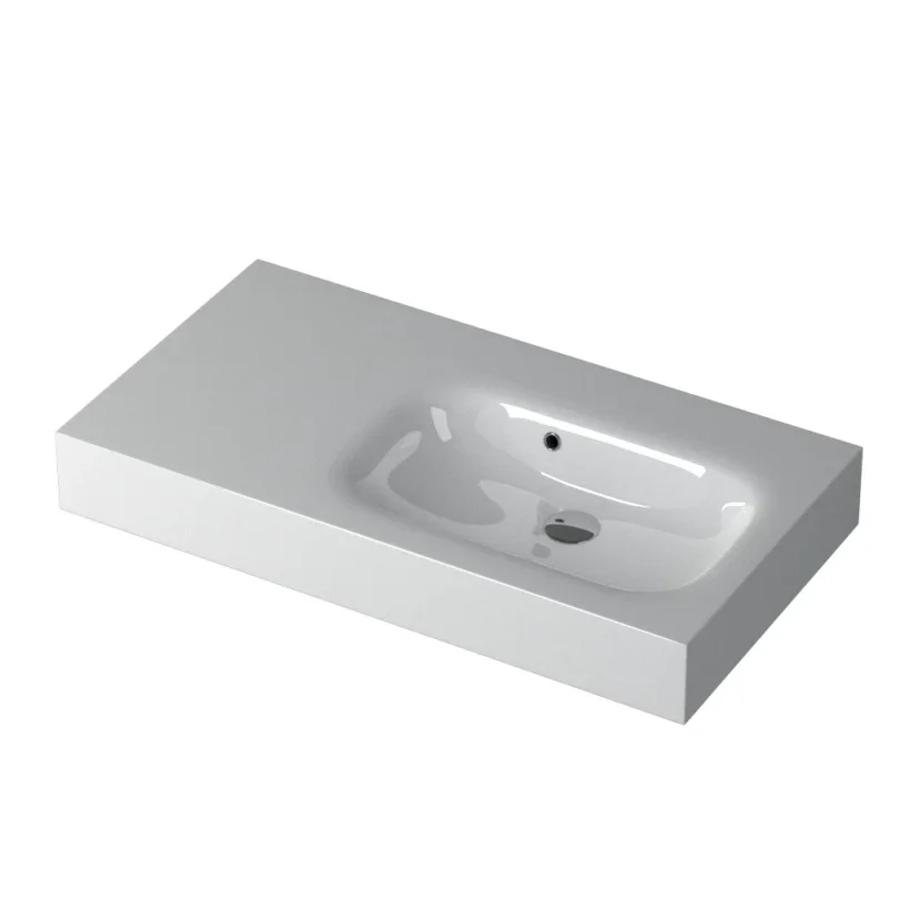 Faeber Infinite S1 Pearl 900mm Right Hand Wall Hung Basin White polished product image - Image 1