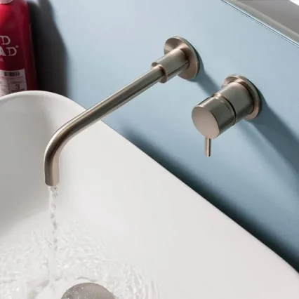 Crosswater Mpro Basin 2 Hole Set Wall Mounted Stainless detail view - Image 3