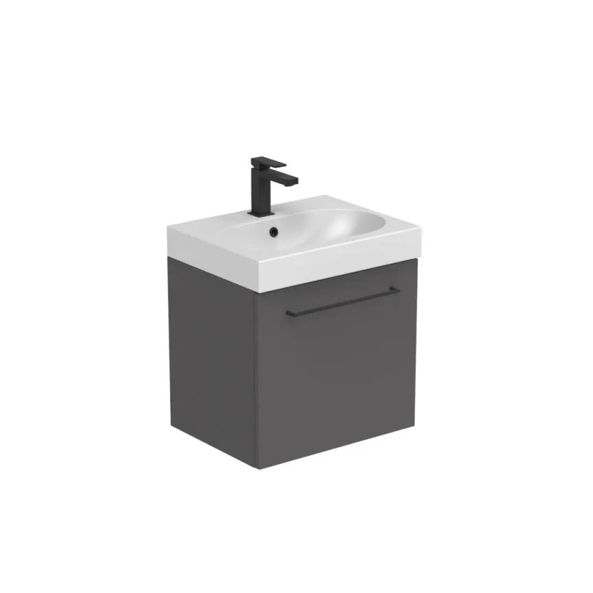 Saneux Austen 50cm 1 Drawer Wall Mounted Unit - Matte Iron Grey product image - Image 1