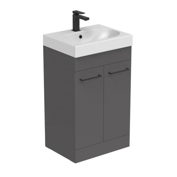 Saneux Austen 60cm 2 Door Floor Standing Unit - Matte Iron Grey