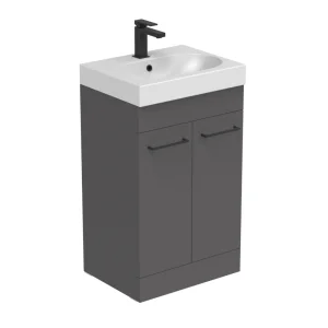 Saneux Austen 60cm 2 Door Floor Standing Unit - Matte Iron Grey