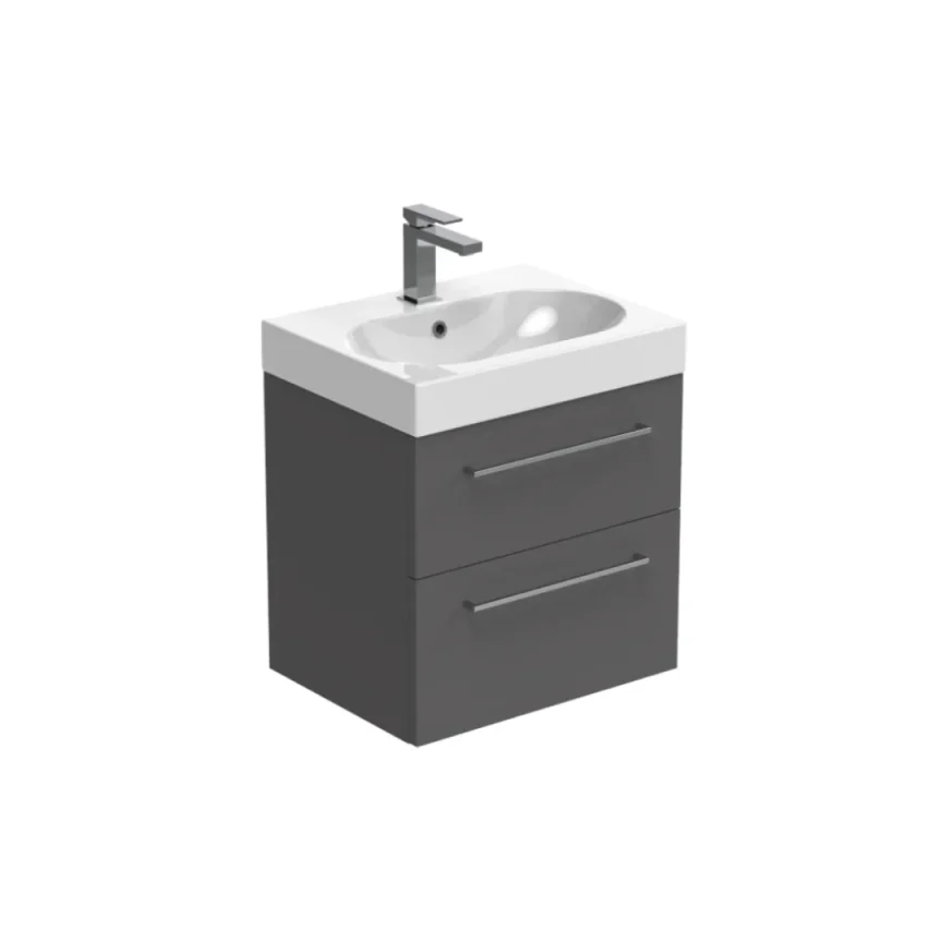 Saneux Austen 60cm 2 Drawer Wall Mounted Unit - Matte Iron Grey product image - Image 1