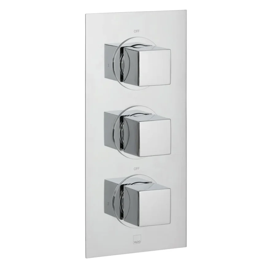 Vado Dx Mix 2 Outlet 3 Handle Concealed Thermostatic Valve Chrome product image - Image 1
