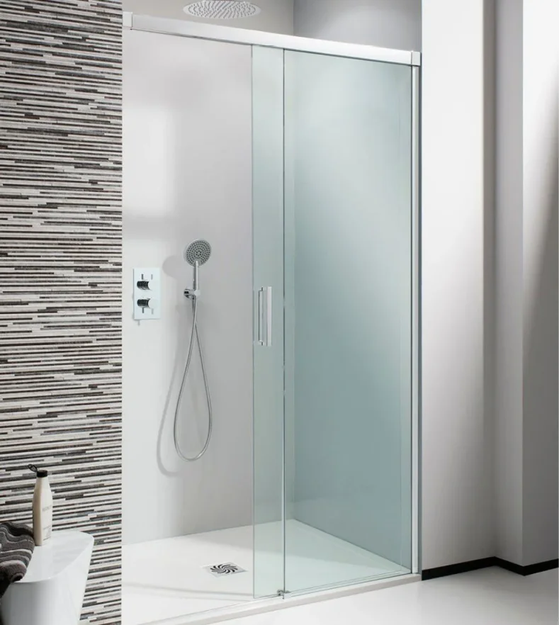 Crosswater Design 8 Soft Close Sliding 8mm Shower Door 1600mm Silver detail view - Image 3