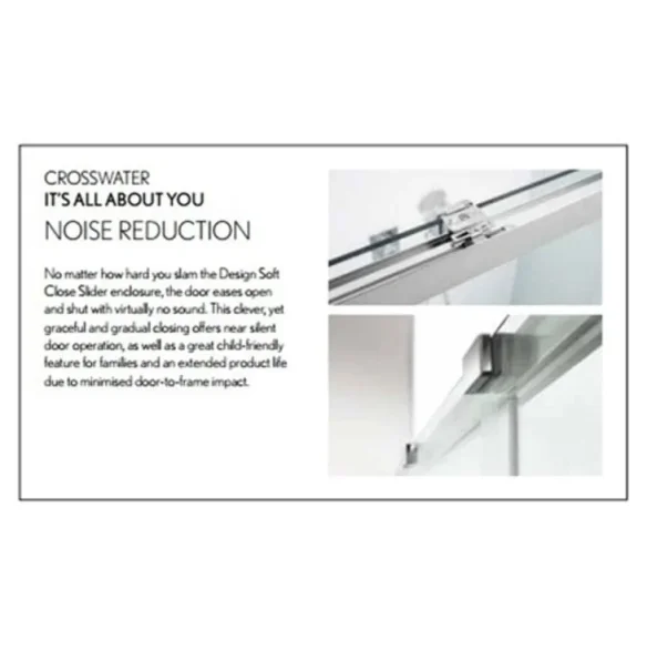 Crosswater Design 8 Soft Close Sliding 8mm Shower Door 1600mm Silver detail view - Image 6