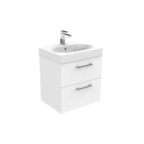 Saneux Austen 50cm 2 Drawer Wall Mounted Unit - Matte White