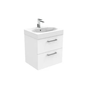 Saneux Austen 50cm 2 Drawer Wall Mounted Unit - Matte White