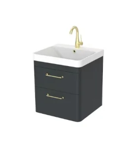 Saneux Hyde 50cm 2 Drawer Wall Mounted Unit - Matte Anthracite