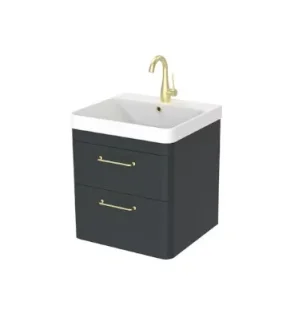 Saneux Hyde 50cm 2 Drawer Wall Mounted Unit - Matte Anthracite