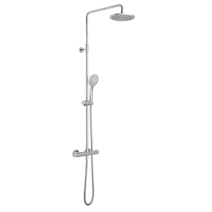 Vado Atmosphere Adjustable Round Thermostatic Shower Valve With Integrated Diverter And Rigid Riser With Single Function Shower Head And 5 Function Shower Handset Chrome product image - Image 1