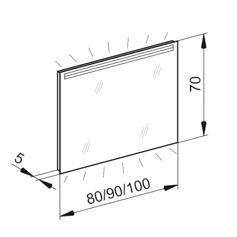 Schneider Illuminated Mirror Aranga Led Ara/sp 90/led, 4000k, White technical drawing - Image 2