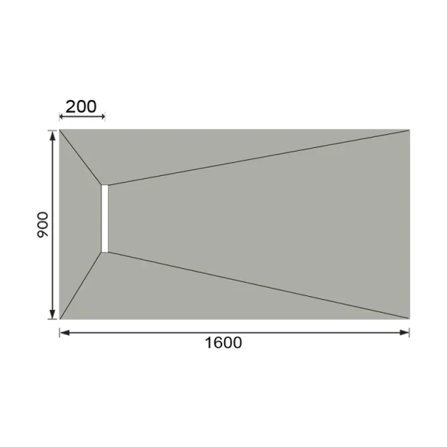 Abacus Elements Linear 300 Standard Tray 1600x900x40mm End technical drawing - Image 2