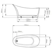 Bc Designs Slipp 1590 X 680 Bath (no Waste) White technical drawing - Image 3