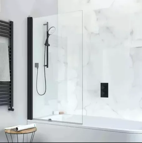 Crosswater Design 8 Single Panel 8mm Bath Screen 850mm Matt Black
