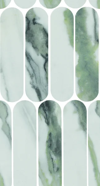 European Tiles Charmo Calacatta Green Oval Mosaic 19.5 X 37cm Polished Wall Tile (sold Per Piece)