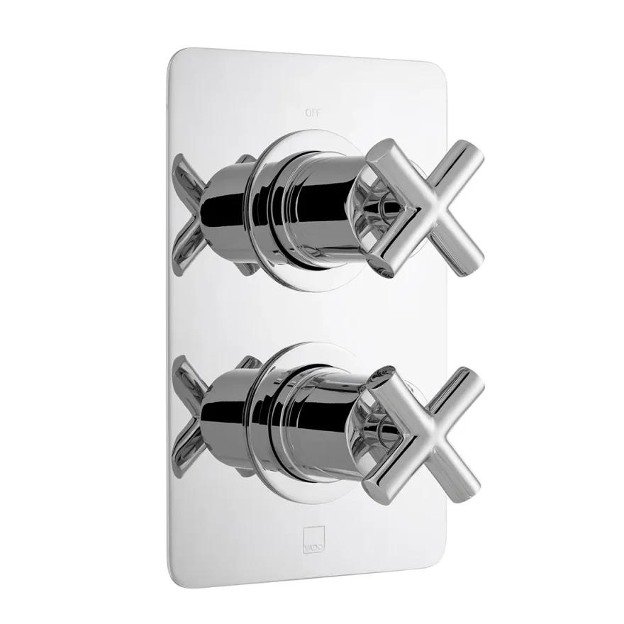 Vado Dx Elements 1 Outlet 2 Handle Concealed Thermostatic Valve Soft Square Backplate Chrome product image - Image 1